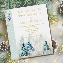 山素朴木常緑水結婚色 箔招待状