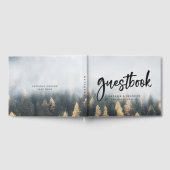 山素朴松の木の秋フォレスト結婚ズ ゲストブック (全面)