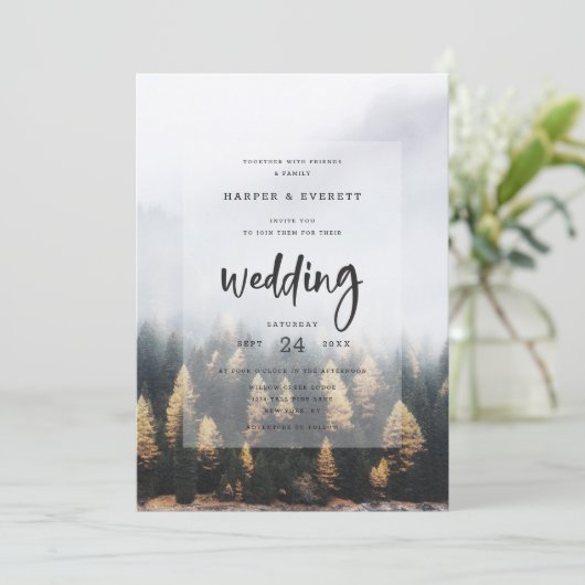 山素朴松の木の秋フォレスト結婚ズ 招待状 (スタンド正面)