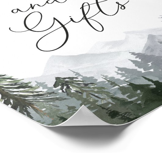 山素朴松の木の結婚式のカードとギフト ポスター (角)