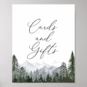 山素朴松の木の結婚式のカードとギフト ポスター (正面)