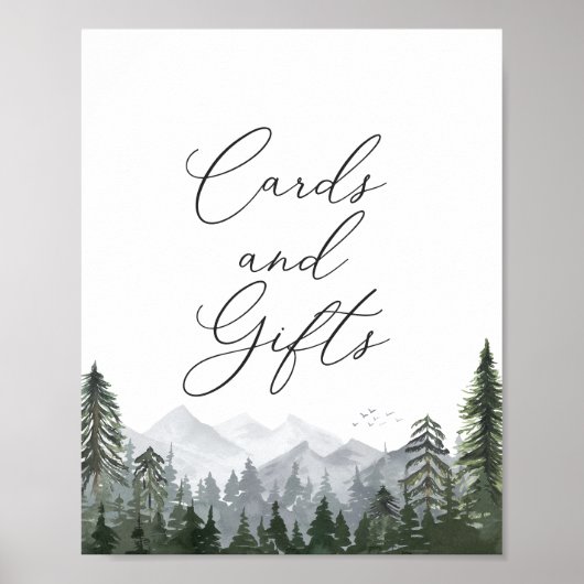 山素朴松の木の結婚式のカードとギフト ポスター (正面)