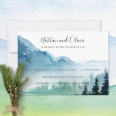 山素朴松の木の結婚式RSVPカード 招待状