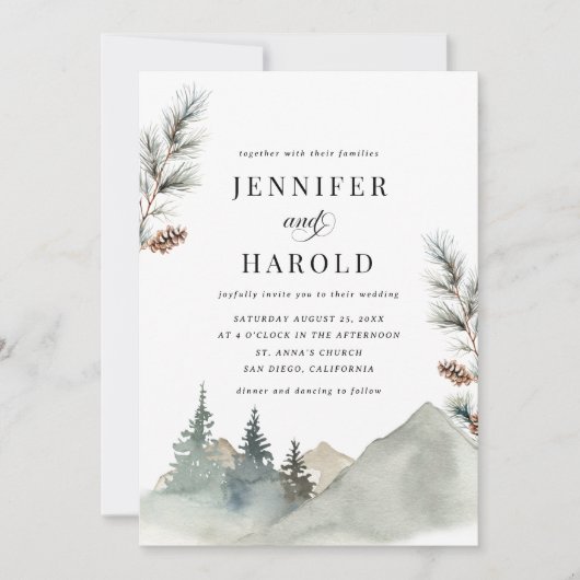 山素朴松林自然結婚ズ 招待状 (正面)