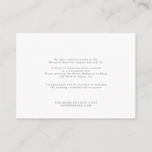 山素朴林の水の色結婚の エンクロージャーカード (裏面)