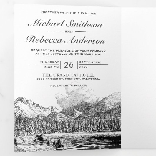 山素朴林の湖 三つ折り招待状 (内部最初)