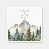 山素朴林エバーグリーン結婚ツリー スタンダードカクテルナプキン (正面)