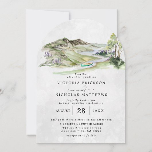 山素朴林エバーグリーン結婚ツリー 招待状 (正面)