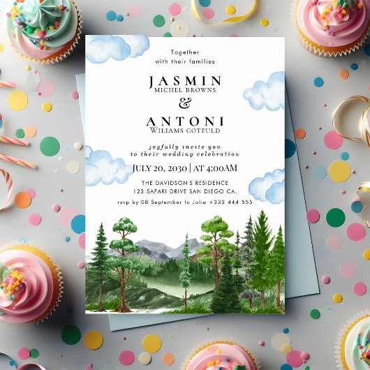 山素朴林エバーグリーン結婚ツリー 招待状