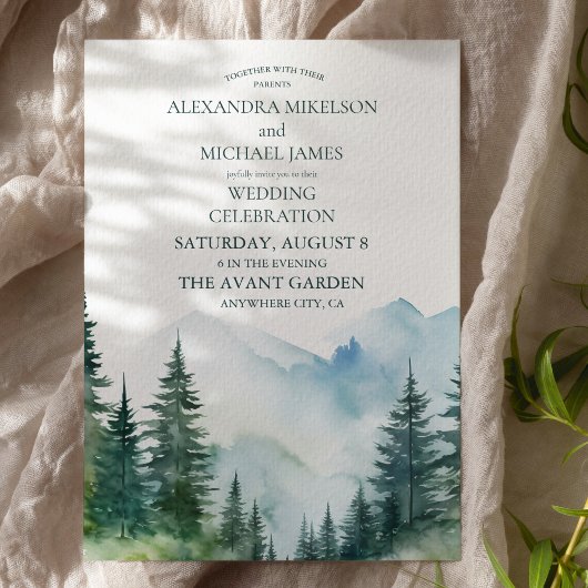 山素朴林エバーグリーン結婚ツリー 招待状