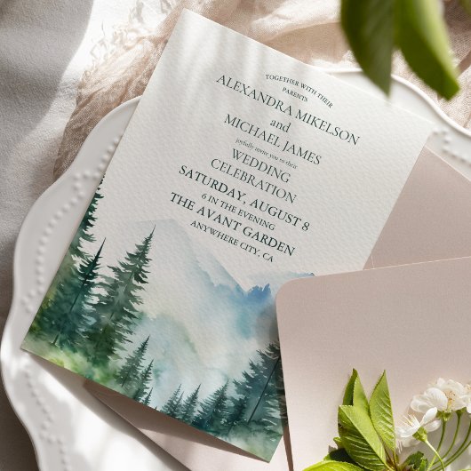 山素朴林エバーグリーン結婚ツリー 招待状