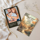 山素朴林エバ結婚グリーンQRコード 招待状