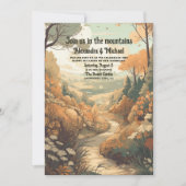 山素朴林エバ結婚グリーンQRコード 招待状 (正面)