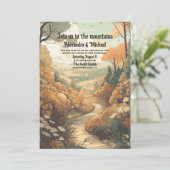 山素朴林エバ結婚グリーンQRコード 招待状 (スタンド正面)