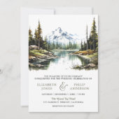 山素朴林湖QRコード結婚 招待状 (正面)