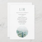 山素朴水色常緑樹結婚の 招待状 (正面/裏面)