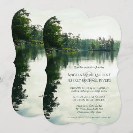 山素朴湖反射結婚式招待状 招待状