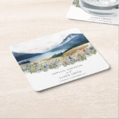 山素朴結婚の スクエアペーパーコースター (アングル)