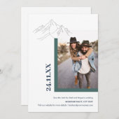 山素朴自然屋外フォトグリーンブルー セーブザデート (正面/裏面)