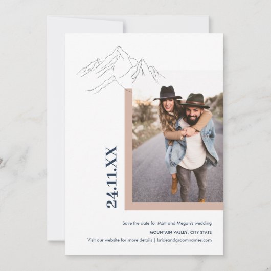 山素朴自然屋外フォト赤面ピンク セーブザデート (正面)