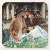 山素朴野花 |ボホ結婚の写真 スクエアペーパーコースター (正面)