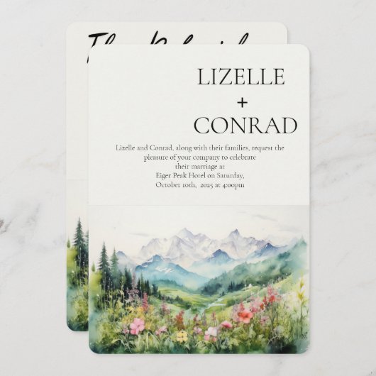 山素朴野花 | Boho 招待状 (正面/裏面)