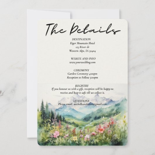 山素朴野花 | Boho 招待状 (裏面)