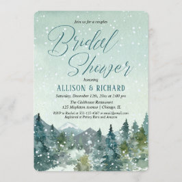 山素朴雪カップルブライダルシャワー 招待状