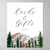 山素朴鹿カードとギフトの看板 ポスター (正面)