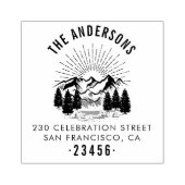 山素朴、松の木と太陽差出人住所 ラバースタンプ (インプリント)