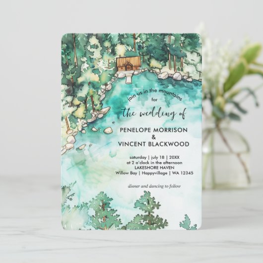 山結婚の水の色の招待 招待状 (スタンド正面)
