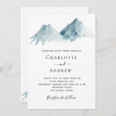 山結婚の風景の青い自然 招待状 (正面/裏面)