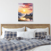山絵を描と川の水色 キャンバスプリント (インサイチュ (寝室))