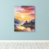 山絵を描と川の水色 キャンバスプリント (インサイチュ (ウッドフロア))