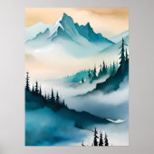 山絵を描の青山の霧の松 ポスター (正面)