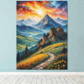 山絵を描の風景 キャンバスプリント (インサイチュ (ウッドフロア))