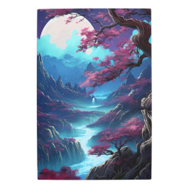 山絵画の滝 メタルプリント