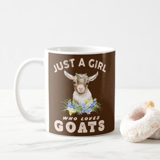 山羊のかわいい水彩ヤギが好きな女の子  コーヒーマグカップ (ドーナツ)