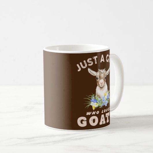 山羊のかわいい水彩ヤギが好きな女の子  コーヒーマグカップ (正面右)