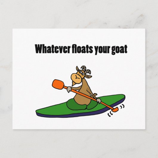 山羊のカヤックアニメが浮かぶもの ポストカード (正面)