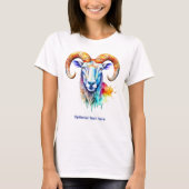 山羊のラム数々の色の絵を描ドリップ水色 Tシャツ (正面)