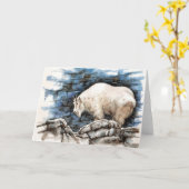 山羊の折りたたみグリーティングカード 冬の雪 カード (黄色い花)