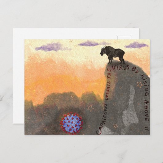 山羊座がウイルスのはがきを破る ポストカード (正面/裏面)