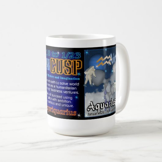 山羊座のアクエリアスの先端Lg 15のozのマグ コーヒーマグカップ (正面右)