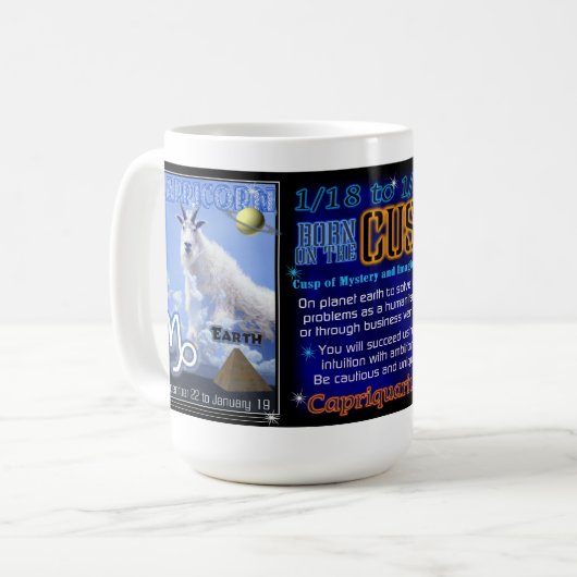 山羊座のアクエリアスの先端Lg 15のozのマグ コーヒーマグカップ (正面左)