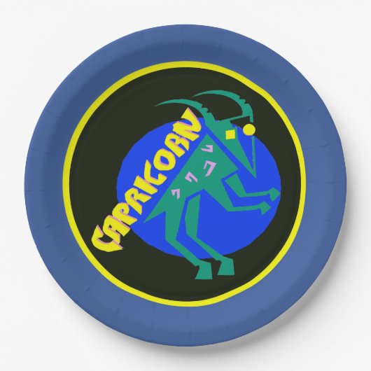 山羊座の占星術の印の(占星術の)十二宮図の紙コップ ペーパープレート (正面)