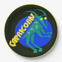 山羊座の占星術の印の(占星術の)十二宮図の紙皿