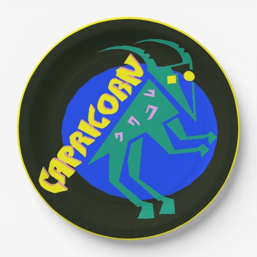 山羊座の占星術の印の(占星術の)十二宮図の紙皿 ペーパープレート (正面)