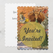 山羊座の女性と羊の遊び心ある楽しみ 招待状 (正面/裏面)