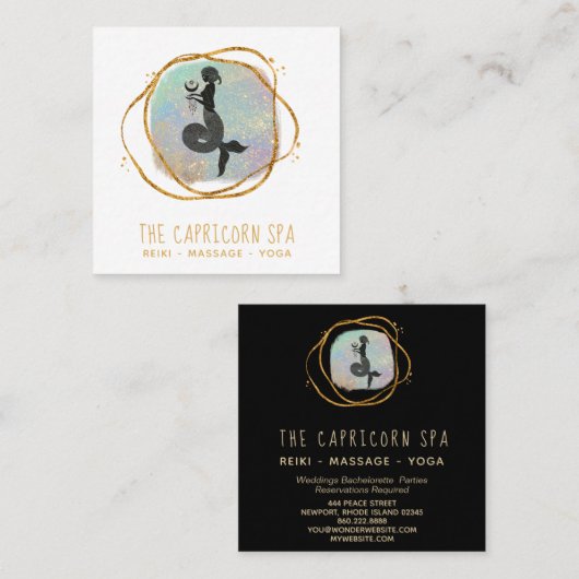 *~*山羊座の女神マーメイドオパール金ゴールドブラック  スクエア名刺 (正面/裏面)